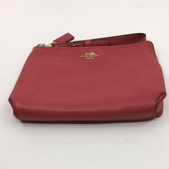 Coach Leather Large Wristlet Dark Pink Makeup Cosmetics Bag - Picture 4 of 16